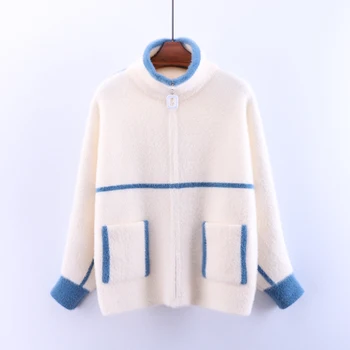 Mink Cashmere Female Jackets Coat 2019 New Spring Autumn Turn Down Collar Long Sleeve Zipper Outwear Loose Women Knitted Sweater
Mink Cashmere Female Jackets Coat 2019 New Spring Autumn Turn Down Collar Long Sleeve Zipper Outwear Loose Women Knitted Sweater