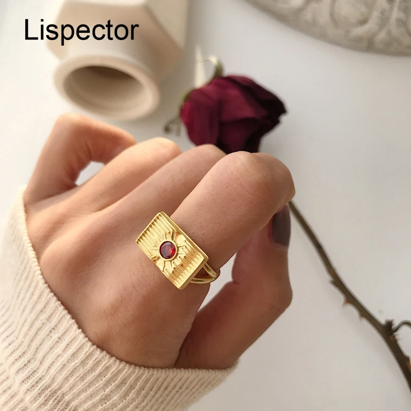 Lispector 925 Sterling Silver Korean Red Zircon Square Wisdom Book Ring for Women 18K Gold Plating Wide Rings Unisex Jewelry
Lispector 925 Sterling Silver Korean Red Zircon Square Wisdom Book Ring for Women 18K Gold Plating Wide Rings Unisex Jewelry
