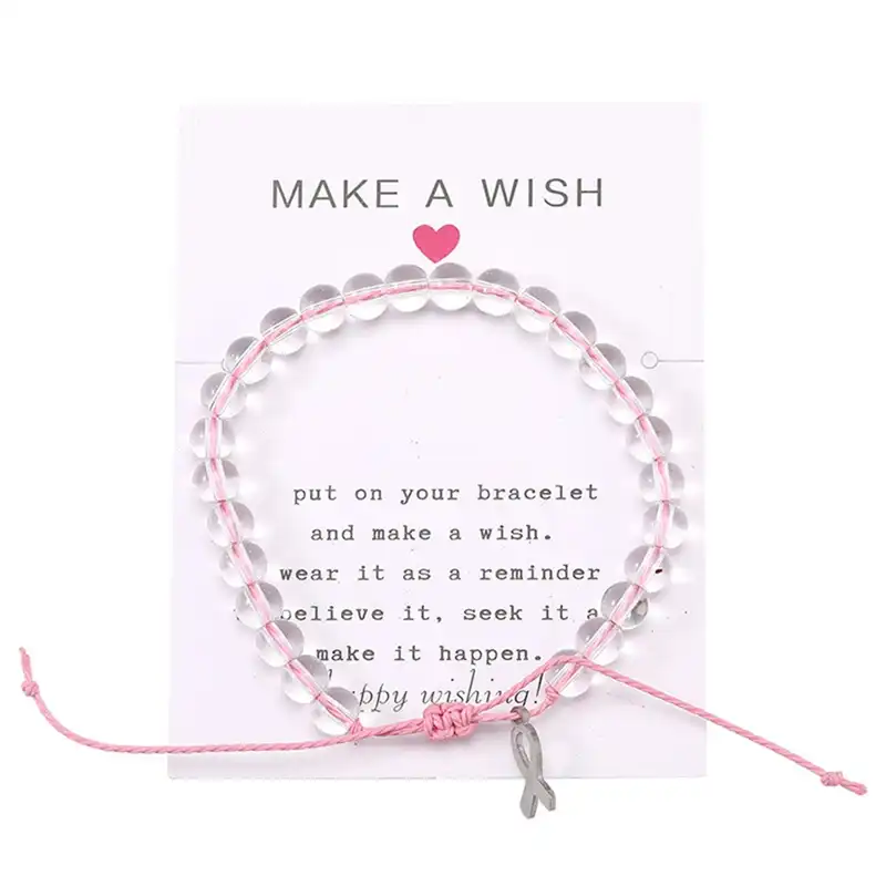 pink ribbon charm bracelets fighter breast cancer awareness