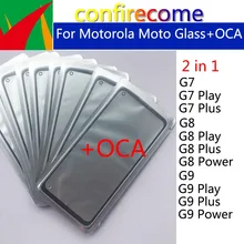 Lot de 10 écrans tactiles pour Moto G7, G8, G9 Plus, Play Power, verre avec colle OCA de remplacement=