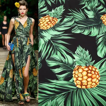100x150cm Fashion Week Tropical Fruit Pineapple Leaf Pattern Digital Printing Polyester Fabric For Woman Dress Blouse DIY Sewing
100x150cm Fashion Week Tropical Fruit Pineapple Leaf Pattern Digital Printing Polyester Fabric For Woman Dress Blouse DIY Sewing