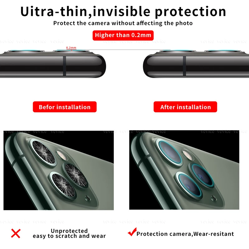 9D Camera Screen Protector Film For iPhone 11 7 8 Rear Camera Lens Tempered Glass For iPhone 8 7 Plus 11 Pro max 2019 HD Film
