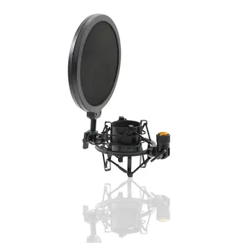 43-50mm Microphone Shock Mount Double Mesh Pop Filter & Screw Adapter Adjustable Anti Vibration Isolation Metal Mic Mount Holder
43-50mm Microphone Shock Mount Double Mesh Pop Filter & Screw Adapter Adjustable Anti Vibration Isolation Metal Mic Mount Holder