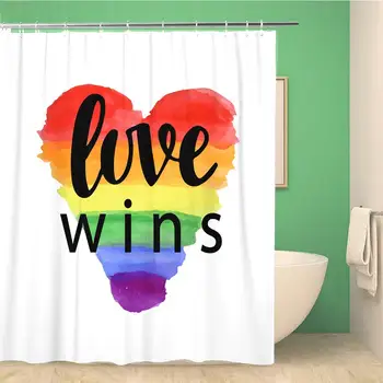 Bathroom Shower Curtain Love Wins Pride Slogan Gay Rights Hand Lettering Polyester Fabric Waterproof Bath Curtain Set with
Bathroom Shower Curtain Love Wins Pride Slogan Gay Rights Hand Lettering Polyester Fabric Waterproof Bath Curtain Set with