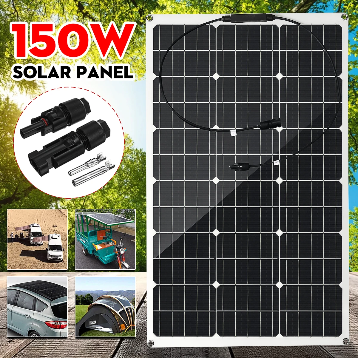 150W 18V Solar Panel Semi-flexible Monocrystalline Solar Cell DIY Module MC4 Cable Outdoor Connector Battery Charger Waterproof
150W 18V Solar Panel Semi-flexible Monocrystalline Solar Cell DIY Module MC4 Cable Outdoor Connector Battery Charger Waterproof