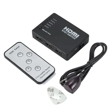 Mini Portable IR Remote 5 Port HDMI Switch 5-in-1 5*1 Switcher HDMI Splitter HDMI Port For HDTV 1080P Vedio