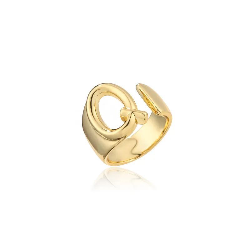 Hollow A-Z Letter Gold Adjustable Opening Ring Hollow A-Z Letter Gold Adjustable Opening Ring