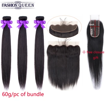 Human Hair Bundles With Closure 3 pcs Straight Brazilian Hair Weave Bundles With 13×4 Frontal Non-remy Get A Free Closure 60g/pc
Human Hair Bundles With Closure 3 pcs Straight Brazilian Hair Weave Bundles With 13×4 Frontal Non-remy Get A Free Closure 60g/pc