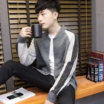 2020 Men's Autumn Fashion Loose Casual Long-Sleeve Cardigan Sweater Youth Mixed Color Stripe Stand Collar Sweater
2020 Men's Autumn Fashion Loose Casual Long-Sleeve Cardigan Sweater Youth Mixed Color Stripe Stand Collar Sweater