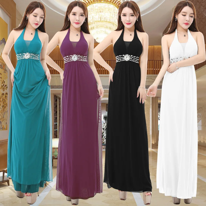 Sexy Nightclub Halter Evening Gown Hotel Evening Show KTV Long One-piece Dress Wedding Dress Banquet Nobility Places WOMEN'S Dre
Sexy Nightclub Halter Evening Gown Hotel Evening Show KTV Long One-piece Dress Wedding Dress Banquet Nobility Places WOMEN'S Dre