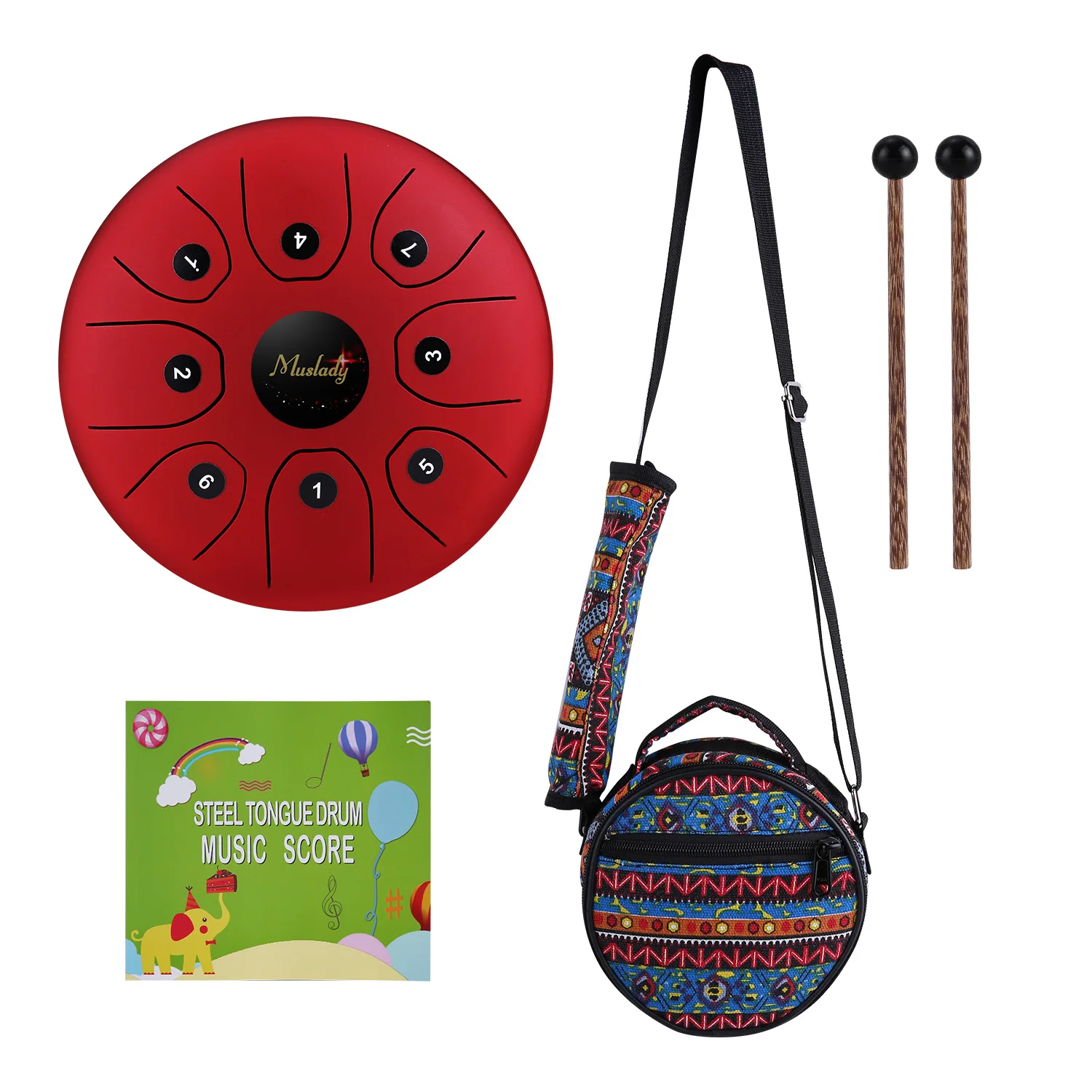 Muslady 5.5inch Mini 8-Tone Steel Tongue Drum C Key Percussion Instrument Hand Pan Drum with Drum Mallets Carry Bag
Muslady 5.5inch Mini 8-Tone Steel Tongue Drum C Key Percussion Instrument Hand Pan Drum with Drum Mallets Carry Bag