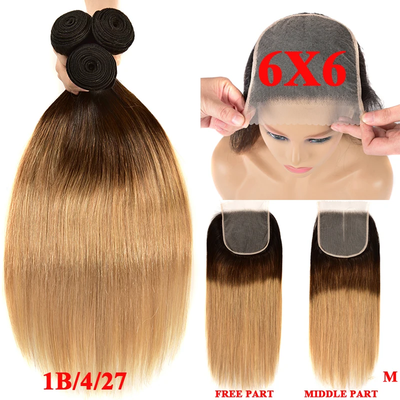 Ombre Malaysian Straight Human Hair 3/4 Bundles With Closure 6x6 Closure And Bundles Remy Transparent HD Closure With Bundles
Ombre Malaysian Straight Human Hair 3/4 Bundles With Closure 6x6 Closure And Bundles Remy Transparent HD Closure With Bundles