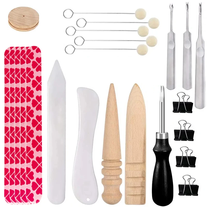 KAOBUY 23PCS Leather Edge Beveler With Leather Skiving Tools, Wool Daubers, Sanding Strip, 3 Different Size Shaped Groover
KAOBUY 23PCS Leather Edge Beveler With Leather Skiving Tools, Wool Daubers, Sanding Strip, 3 Different Size Shaped Groover