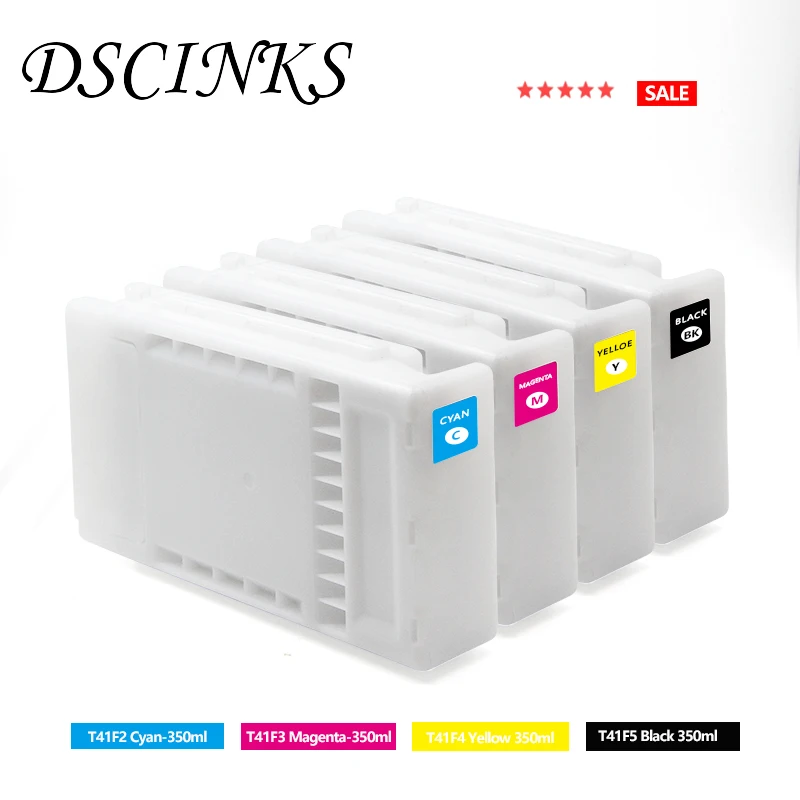 New T41F5 T41F2 T41F3 T41F4 BK C M Y compatible ink cartridge with 350ML pigment ink for Epson SureColor T3400 T5400 printer
New T41F5 T41F2 T41F3 T41F4 BK C M Y compatible ink cartridge with 350ML pigment ink for Epson SureColor T3400 T5400 printer