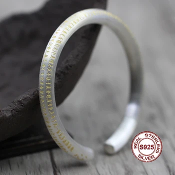 S925 Sterling Silver Open Bracelet Personalized Classic Style Implied Protect Safe Buddhist Scriptures Jewelry Party Round Real
S925 Sterling Silver Open Bracelet Personalized Classic Style Implied Protect Safe Buddhist Scriptures Jewelry Party Round Real
