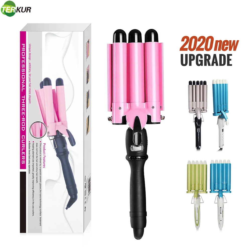 Three Barrel Curling Iron Wand with LCD Temperature Display - 1 Inch Ceramic Tourmaline Triple Barrels Automatic Curling Iron
Three Barrel Curling Iron Wand with LCD Temperature Display - 1 Inch Ceramic Tourmaline Triple Barrels Automatic Curling Iron