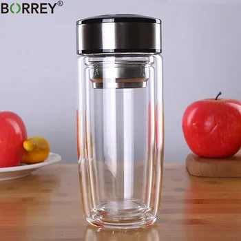 BORREY Double Wall Glass Water Bottle High Borosilicate Glass Tea Bottle With Infuser Filter Sport Portable Sports Water Bottle 
BORREY Double Wall Glass Water Bottle High Borosilicate Glass Tea Bottle With Infuser Filter Sport Portable Sports Water Bottle