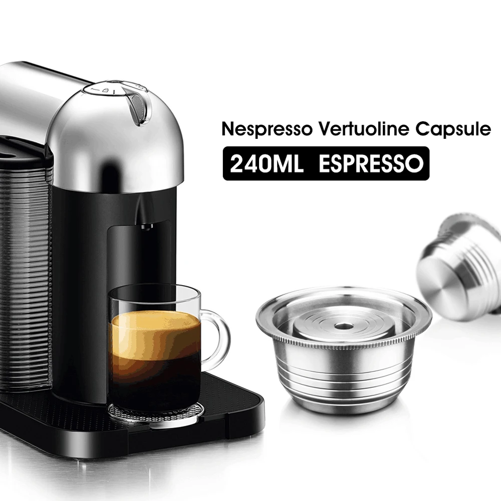 Стальная многоразовая большая чашка ICafilasStianless (G2) фильтр для капсул кофе Vertuo