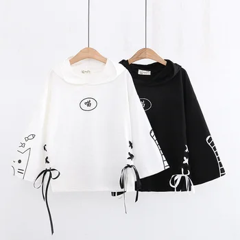 Women Kawaii Clothes Sweatshirt Cute Cat Long Sleeve Hooded Hoodies Korean Harajuku Black 2020 Spring Autumn Pullovers Tops
Women Kawaii Clothes Sweatshirt Cute Cat Long Sleeve Hooded Hoodies Korean Harajuku Black 2020 Spring Autumn Pullovers Tops