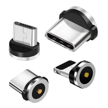 원형 마그네틱 케이블 범용 마그네틱 팁, 마이크로 USB C 타입 자석 교체 부품, 휴대폰 먼지 플러그 어댑터