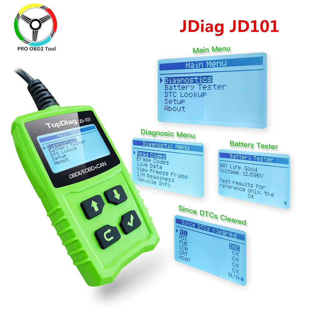 ODB2 сканер автомобильный диагностический JDiag JD101 полнофункциональная Диагностика
