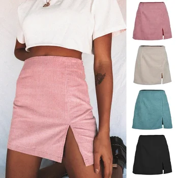 Women High Waist Corduroy Skirt Solid Color Slit Short Skirt Mini Skirt
Women High Waist Corduroy Skirt Solid Color Slit Short Skirt Mini Skirt