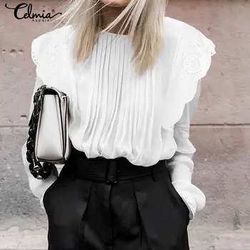Women Ruffles Tops and Blouses Celmia 2020 Autumn Long Sleeve White Lace Shirts Elegant Office Pleated Blusas Feminina Plus Size 
Women Ruffles Tops and Blouses Celmia 2020 Autumn Long Sleeve White Lace Shirts Elegant Office Pleated Blusas Feminina Plus Size