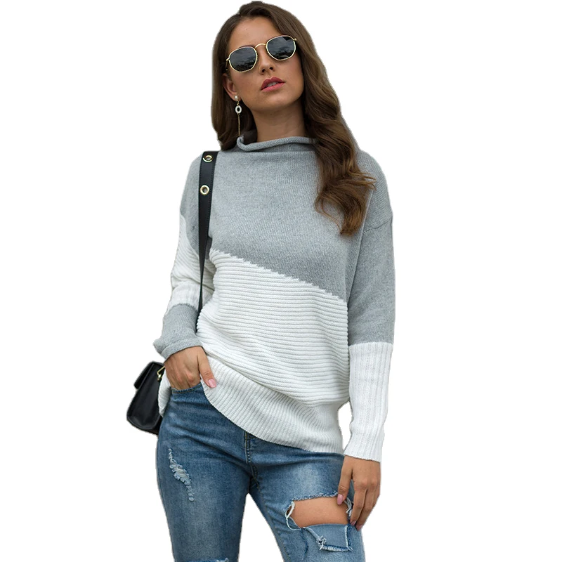 2020 Fall/Winter Irregular Sleeves Rolled Turtleneck Solid Contrast Color Pullover Sweater Light Gray Dark Gray
2020 Fall/Winter Irregular Sleeves Rolled Turtleneck Solid Contrast Color Pullover Sweater Light Gray Dark Gray