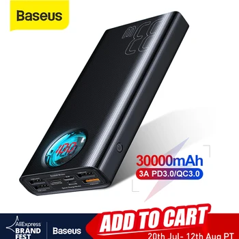 Baseus 30000mAh Power Bank Quick Charge 3.0 USB PD Fast Charging Powerbank Portable External Battery Pack For Smartphone Laptop
Baseus 30000mAh Power Bank Quick Charge 3.0 USB PD Fast Charging Powerbank Portable External Battery Pack For Smartphone Laptop