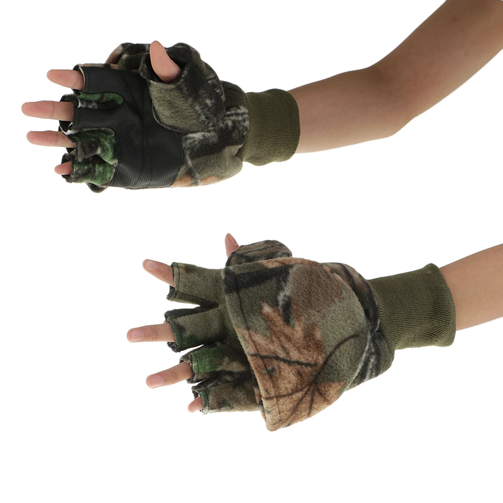 Convertible Fingerless Gloves With Mitten Cover For Fishing Hunting Cycling Convertible Fingerless Gloves With Mitten Cover For Fishing Hunting Cycling