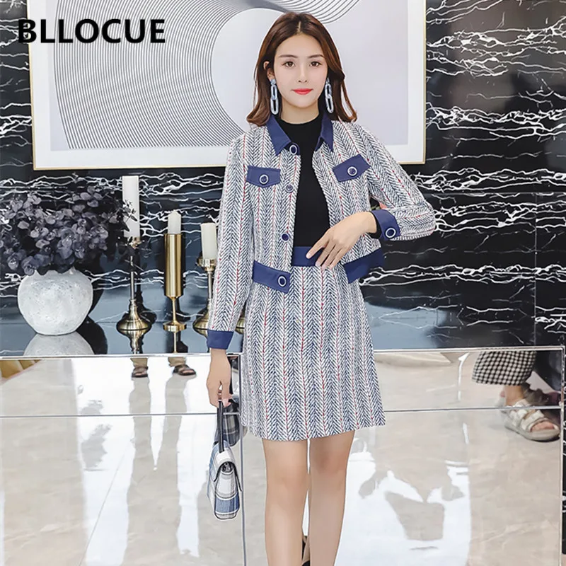 BLLOCUE Autumn Winter Womens Luxury Runway Tweed Two Set Elegant Office Ladies OL Short stripe Jacket Coat Top+Skirts Sets
BLLOCUE Autumn Winter Womens Luxury Runway Tweed Two Set Elegant Office Ladies OL Short stripe Jacket Coat Top+Skirts Sets