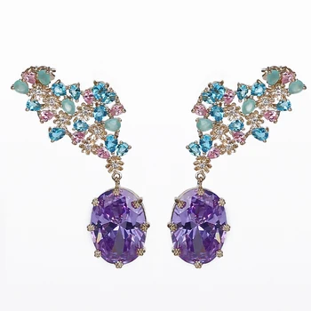 XIUMEIYIZU Luxury Women Cuff Earrings Lady's Gold Plating Post Crystal Tourmaline Pendant Angel Ear Sweep Climber Earrings 
XIUMEIYIZU Luxury Women Cuff Earrings Lady's Gold Plating Post Crystal Tourmaline Pendant Angel Ear Sweep Climber Earrings