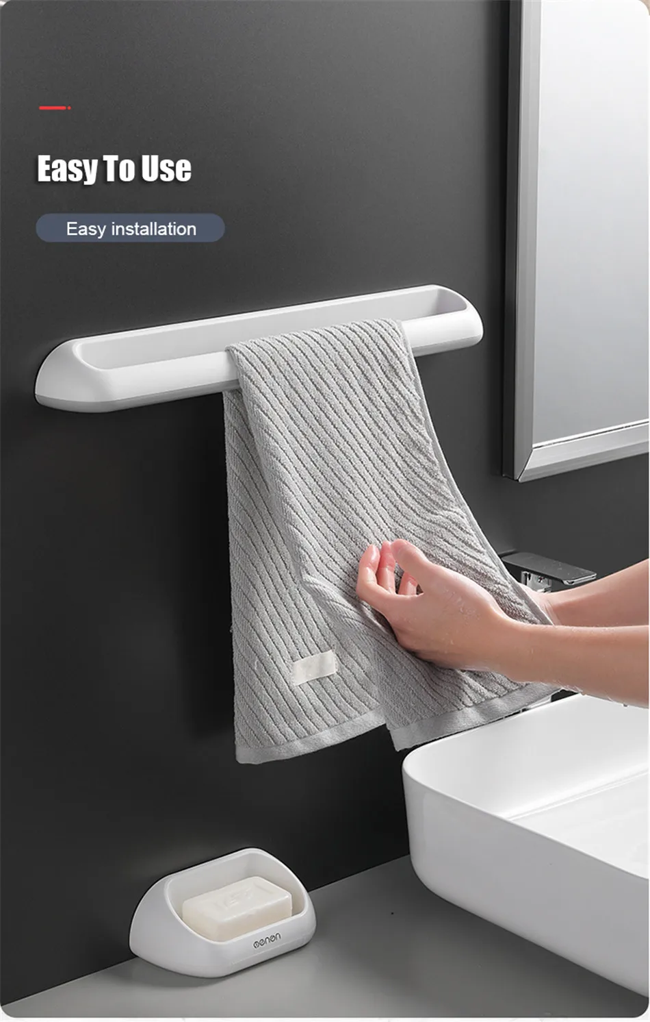 ONEUP Punch-free Bathroom Towel Holder Kitchen high quality Towel Rack Creative Seamless Wall-mounted Slippers Hanging Holder ONEUP Punch-free Bathroom Towel Holder Kitchen high quality Towel Rack Creative Seamless Wall-mounted Slippers Hanging Holder
