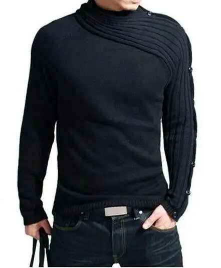 Men Jumper Knitting Sweater Asymmetric Button Shoulder Turtleneck Pullover Chic Mens Sweaters L019
Men Jumper Knitting Sweater Asymmetric Button Shoulder Turtleneck Pullover Chic Mens Sweaters L019