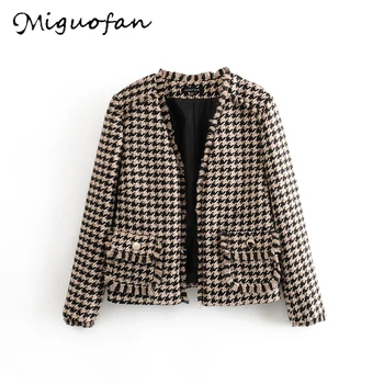 Miguofan Plaid Jacket Women Houndstooth jackets coat tassel Winter Jacket Overcoat Long Sleeves Pocket Female Office Ladie Coat
Miguofan Plaid Jacket Women Houndstooth jackets coat tassel Winter Jacket Overcoat Long Sleeves Pocket Female Office Ladie Coat