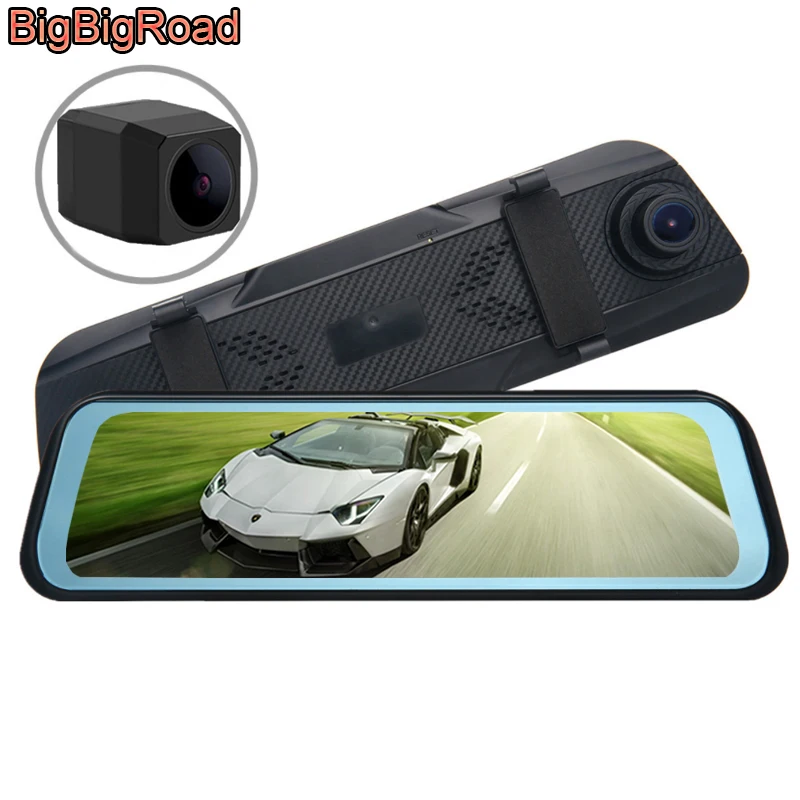BigBigRoad Автомобильный видеорегистратор камера ips экран поток зеркало заднего вида