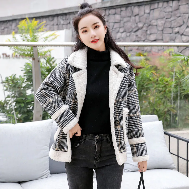 Winter CHIC Lambs Wool Coat Women's Short 2018 New Style Korean-style Small Cotton-Padded Jacket Thick plus Velvet Plaid Cotton
Winter CHIC Lambs Wool Coat Women's Short 2018 New Style Korean-style Small Cotton-Padded Jacket Thick plus Velvet Plaid Cotton