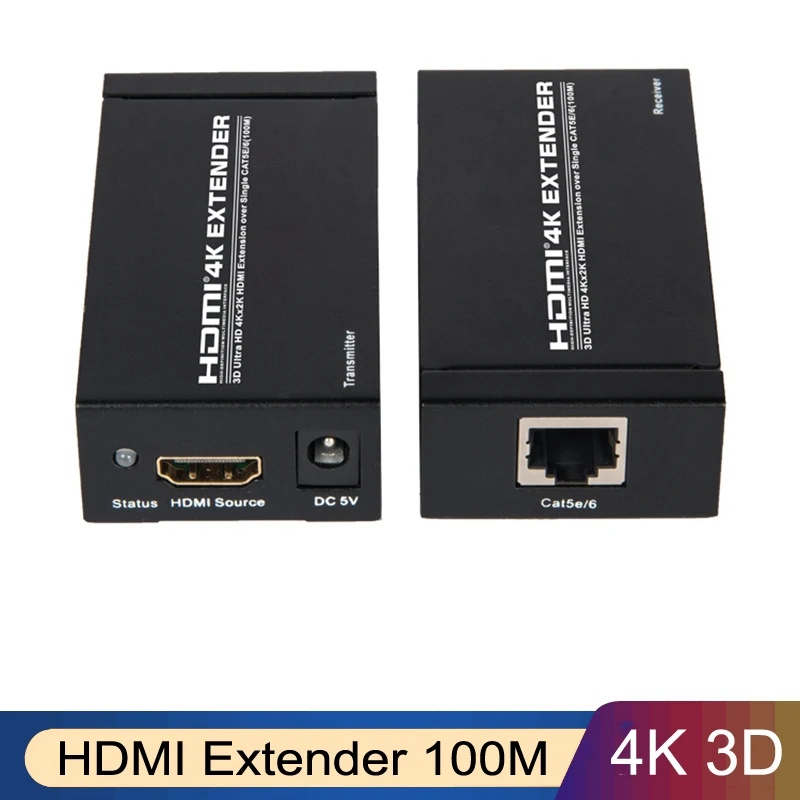 Фото 3D HD 4K x 2K 30Hz HDMI удлинитель через Cat5e Cat6 RJ45 Ethernet сетевой кабель 100 м передатчик