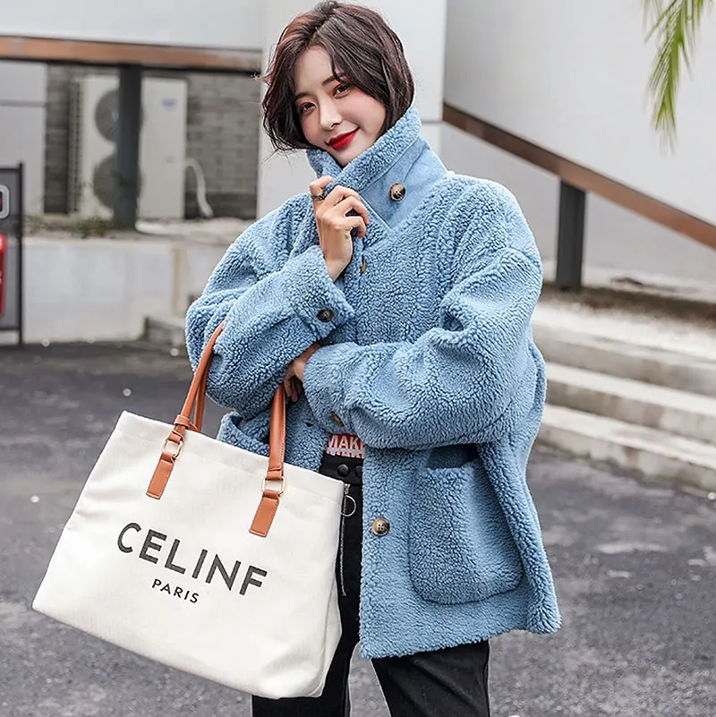 Faux Fur Fleece Button Oversized Thick Warm Teddy Pink Coat Women Fuzzy Jacket Corta Vento Feminina Korean Winter White Casual
Faux Fur Fleece Button Oversized Thick Warm Teddy Pink Coat Women Fuzzy Jacket Corta Vento Feminina Korean Winter White Casual