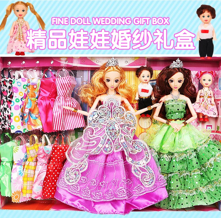 bettina replaceable 3d dolls set gift box doll wedding dress