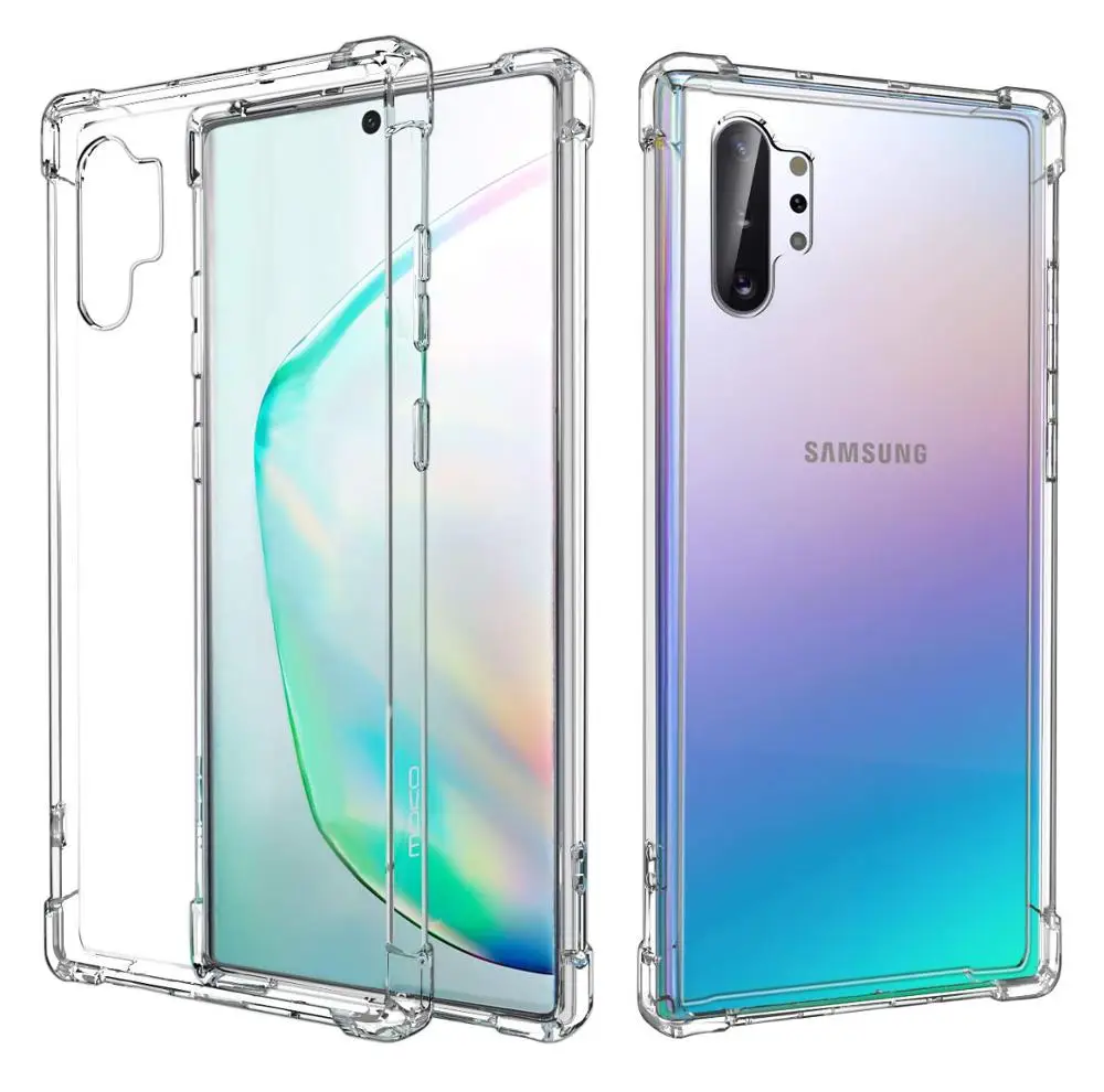 Кристальный силиконовый чехол для samsung Galaxy Note 10 Plus Усиленный бампер из ТПУ с