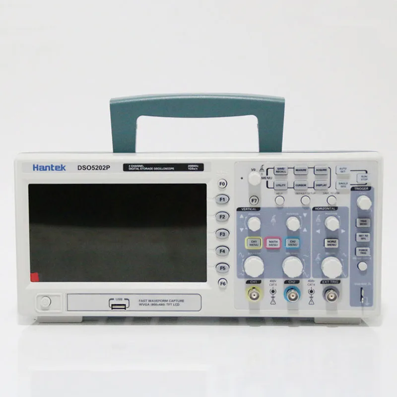 Hantek DSO5202P Digital Storage Oscilloscope USB 200MHz 2Channels 1GSa/s 7'' TFT LCD Record Length 40K AC110-220V
Hantek DSO5202P Digital Storage Oscilloscope USB 200MHz 2Channels 1GSa/s 7'' TFT LCD Record Length 40K AC110-220V