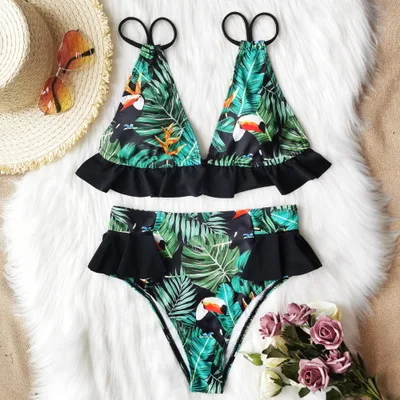 New Ruffled Bikini Print Two-Piece Swimsuits Women's Hot Selling European and American Fashion Pastoral Street Swimsuit Bikini 
New Ruffled Bikini Print Two-Piece Swimsuits Women's Hot Selling European and American Fashion Pastoral Street Swimsuit Bikini
