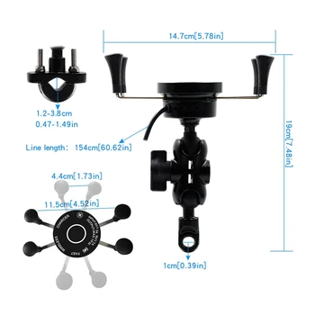 Motorcycle Phone Mount Waterproof Cell Phone Holder 360°Adjustable Handlebar Wireless Charger Phone Holder with QC 3.0 USB Charg
Motorcycle Phone Mount Waterproof Cell Phone Holder 360°Adjustable Handlebar Wireless Charger Phone Holder with QC 3.0 USB Charg