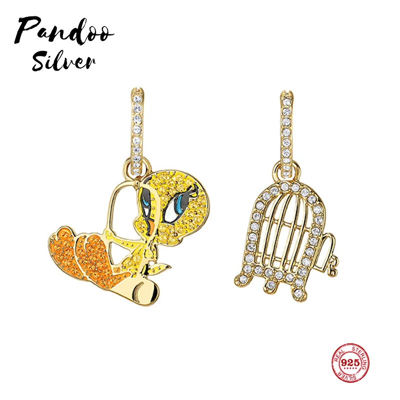 Fashion Charm Sterling Silver Original 1:1 Copy, Asymmetric Design Cute Canary Bird Cage Earrings Women Luxury Jewelry Gifts 
Fashion Charm Sterling Silver Original 1:1 Copy, Asymmetric Design Cute Canary Bird Cage Earrings Women Luxury Jewelry Gifts