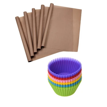 12Pcs Silicone Food Muffin Cups Cake Mold & 5Pcs High Temperature Resistance Bakeware Mat Oil Paper Pastry Tools
12Pcs Silicone Food Muffin Cups Cake Mold & 5Pcs High Temperature Resistance Bakeware Mat Oil Paper Pastry Tools