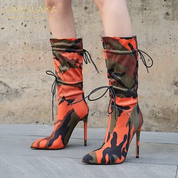 Lapolaka New Fashion Plus Size 46 Thin High Heels Mid Calf Boots Woman Shoes Stretch Fabric Spring Autumn Fashion Boots 
Lapolaka New Fashion Plus Size 46 Thin High Heels Mid Calf Boots Woman Shoes Stretch Fabric Spring Autumn Fashion Boots