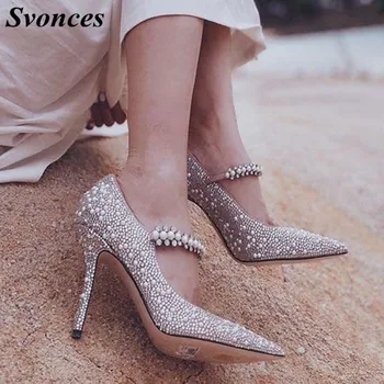 Mary Janes Shoes Women Pumps Wedding Shoes Pearl Crystals High Heels Embellished Bridal Shoes Stilettos Silver White Heels
Mary Janes Shoes Women Pumps Wedding Shoes Pearl Crystals High Heels Embellished Bridal Shoes Stilettos Silver White Heels