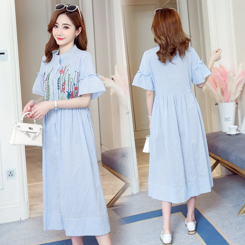 Maternity Clothes Summer Wear 2019 New Style Korean-style Stripes Embroidered Loose And Plus-sized Mid-length Pregnant Women Dre
Maternity Clothes Summer Wear 2019 New Style Korean-style Stripes Embroidered Loose And Plus-sized Mid-length Pregnant Women Dre