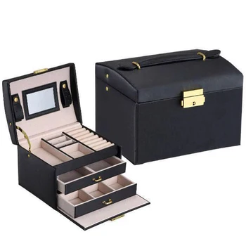 PU Jewelry Box Storage Box Three-layer Double Drawer Hand-held 17.5*14*13cm Girl Gift Dressing Table
PU Jewelry Box Storage Box Three-layer Double Drawer Hand-held 17.5*14*13cm Girl Gift Dressing Table